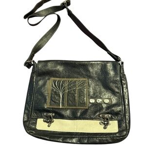 Artisan leather crossbody bag